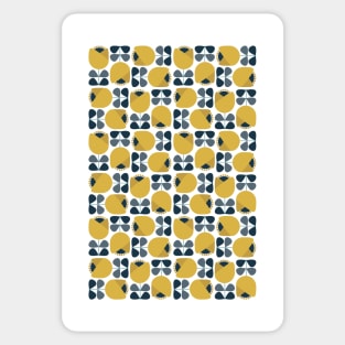 Retro Geometric Floral Pattern Navy, Grey, Mustard Yellow Sticker